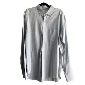 Billy Reid Light Gray Striped Button Down Dress Shirt - XXL
